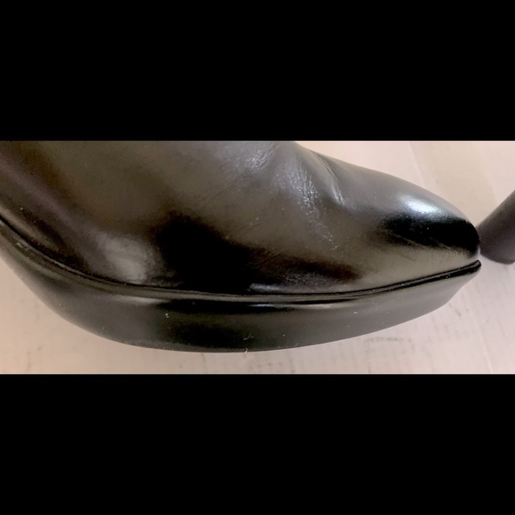 Aquatalia Black shiny Italian leather shoes lightweight platform block heel US10 - Picture 6 of 10